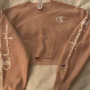 Champion Reverse weave cropped logo blush sweatshirt